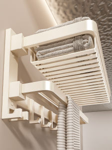 Cream Style Bathroom Towel Rack Set No Drilling Integrated