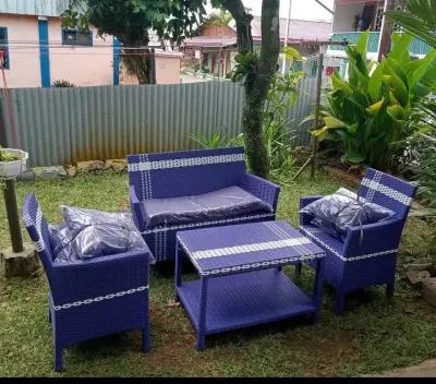 Ready stok Cod Kursi tamu hawai rotan sintetis + kaca