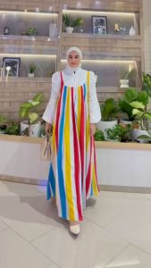 Gamis katun silk rainbow by khasanah store46 Dress Wanita Harian Muslim Mewah Cantik Syari