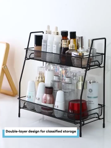 PANDH Mesh Spice Rack 2-Tier Detachable Kitchen Organizer Large Desktop Condiment Storage