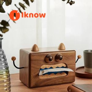 Tôi Biết bằng gỗ sáng tạo quái vật Hộp đựng khăn giấy gỗ óc chó màu đen thiết kế hoài cổ để lưu trữ máy tính để bàn