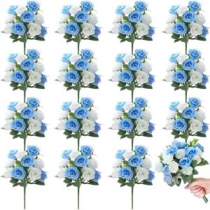 10 Heads Artificial Rose Flowers Bouquet Silk Simulation Flower for Home Room Decoration Table Party Bride DIY Wedding Decor