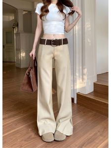 Quần Ống Rộng Cạp Thấp Thường Ngày Cho Nữ Mùa Thu 2025 Phong Cách Mới Quần Dài Ống Đứng Rộng Rãi Đa Năng