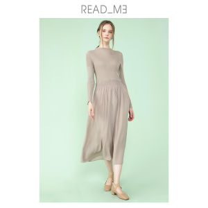 Designer Knit Dress Beige and Grey