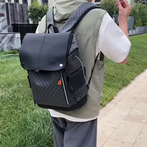 GLADIO Tas Ransel Terbaru Simple Casual Motif GLD106B5 Hitam Adolf Cowok Muat Kulit Premium Pria Kekinian Laptop