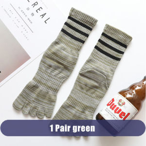 1/5 Pairs Man Toe Sport Socks Short Cotton Striped Colorful Sweat-Absorbing Compression Fitness Bike Run 5 Finger Happy Socks
