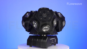 Flowwave ไฟหัวหมุน 18 LED | ลำแสง RGBW | ควบคุมด้วยเสียง/DMX | ไฟแสดงผลอเนกประสงค์
