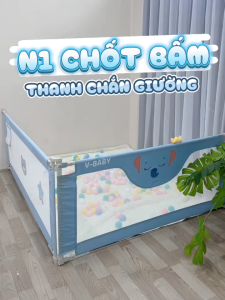 Thanh Chắn Giường V-BABY 2025 Cho Bé N1 Nâng Hạ 1 Và 2 Bên (1 Thanh Chắn 1 Mặt Giường)