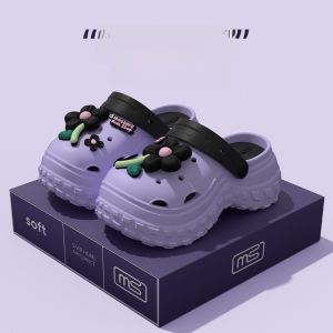 รองเท้าแตะสุนัขเหงื่อสำหรับผู้หญิง ทรงหนา ใส่สบาย สำหรับฤดูร้อน รองเท้าแตะแบบสวมหัว รองเท้าแตะพื้นหนา รองเท้าแตะส้นแบน สวมใส่สบาย