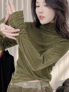 chaqi | Chic French Style Velvet Blouse High Neck