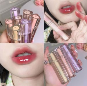 Cappuvini Iced Tea Mirror Lip Glaze Water Light Lip Gloss Glass Jelly Lip Triangle Transparent Tube