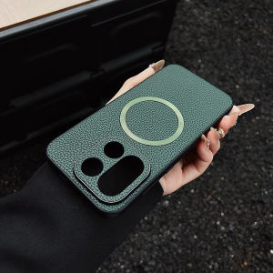 เคสโทรศัพท์ระบบแม่เหล็กสำหรับ OnePlus 15เคสหนังลายลิ้นจี่ฝาครอบป้องกัน PU แบบบางเฉียบสมาร์ทโฟนกันน้ำและกันกระแทก1+ 15ปลอกเข้ากันได้กับ MagSafe ป้องกันลายนิ้วมือกันรอยขีดข่วน