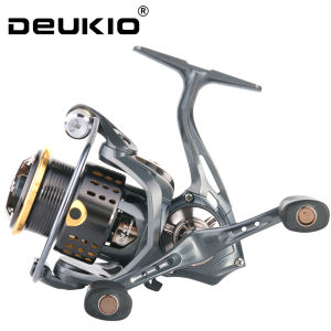 DEUKIO Double Handle 2000 3000 Series 5.2:1 Gear Ratio 13LB Max Drag Metal Spool Spinning Fishing Reel for Saltwater Freshwater