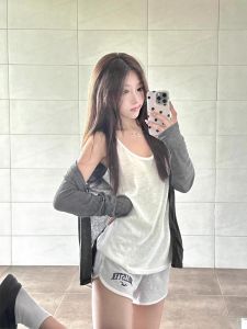 เสื้อกั๊กผ้าฝ้ายลายหิมะหลวมๆ สำหรับผู้หญิงในฤดูร้อน แขนกุด คอวี ใส่ด้านใน ทรงหลวม ใส่สบาย ระบายอากาศได้ดี