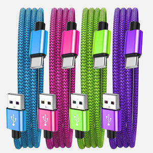 USB A To Type C Cable Date Sync Line 3A Fast Charging For Samsung Huawei Android Mobile Phone Nylon Braided Wire Charger Cable