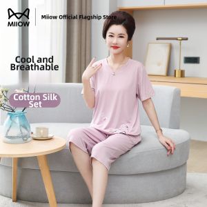 MiiOW | Comfortable Summer Cotton Sleepwear Set Short Sleeve