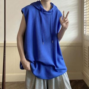 PAZHAOLANG | Mens Sleeveless Hooded Vest Sporty Casual Top