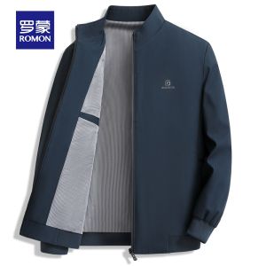 ROMON | Lormen Mens Casual Jacket Spring Autumn New Style Mid-aged Dad Business Leisure Stand Collar Workwear Administrative Coat