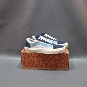 SEPATU VANS21 OLD SKOOL VAULT OG PUTIH LIST NAVY KANVAS 36-43
