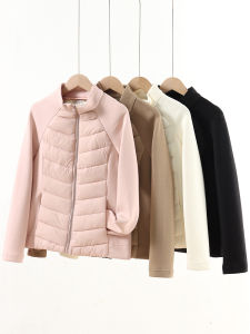 Slim Looking Non-Fat Light and Stylish Splicing Cotton-Padded Jacket Womens Silm Liner Stand Collar Sports Outdoor Set Winter F3119