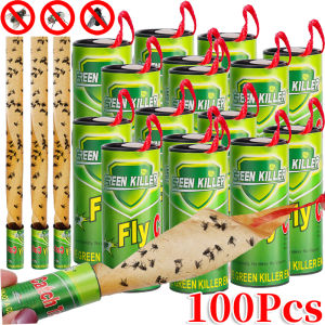 100/50pcs Insect Bug Fly Glue Paper / Hanging Sticky Fly Traps / Catcher Trap Ribbon Tape Strip Sticky Flies for Indoor Outdoor / Strong Sticky Mosquito Trap Roll Tape