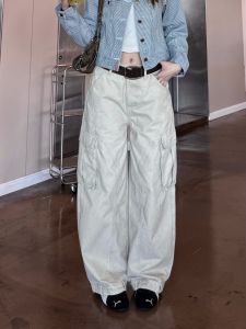 XFX American Style Casual Wide Leg Pants Womens High Street Cleanfit Loose Knife Edge Workwear Trousers Dragging Long Pants