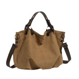 Large Capacity Canvas Tote Bag Womens Commuter Handbag Single Shoulder Crossbody Bag Korean Style Zipper Closure Soft Handbag