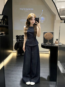 XUECAIQI | Summer Set Open Back Sleeveless Top and Wide Leg Pants