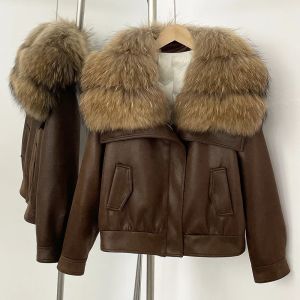 Áo Khoác Phao Ngắn Màu Trắng Ấm Áp Mùa Đông OFTBUY Dành Cho Nữ Có Cổ Lông Cáo Thật Chất Liệu Da Lộn Kiểu Dáng Công Sở Khóa Kéo.