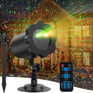 Christmas Starry Laser Projector Lights Outdoor Red Green Moving Star Shower Waterproof Garden Holiday Party Decor with Remote