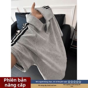 LIUBU | Áo Thun Polo Cổ Sơ Mi Hình Vảy Rồng Với Ba Dải Phong Cách Thể Thao Trang Phục