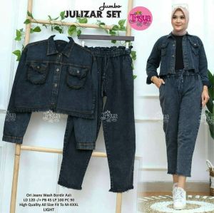 One Set Jaket Jeans Snow // Jaket Crop Wanita/Jaket Jeans Wanita Crop One Set Celana/ SETELAN JAKET CELANA PANJANG JEANS/ FASHION WANITA/JAKET CROP WANITA JEANS/