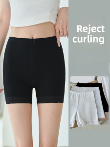 miiow | Pure Cotton High Waist Safety Pants Womens Summer Thin Non-Roll Edge Underwear Breathable Comfortable Base Layer Trousers