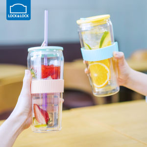 LocknLock | Ins Style Glass Water Bottle with Straw Large Capacity