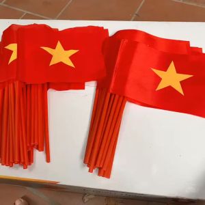 Cờ Vẫy Cờ Đỏ Sao Vàng Cầm Tay Loại In 2 Mặt Vải Hàng Đẹp