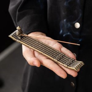 Zen Fishing Man Lư Hương 21Cm Phong Cách Nhật Bản Kim Loại Gỗ Đàn Hương Giá Đỡ Trang Trí Nhà Hợp Kim Trang Trí Cho Phòng Khách
