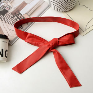 Double-Sided Soft Top-Layer Sheepskin Wide Belt Butterfly Knot Womens Leather Jacket Fur Coat Windbreaker Soft Belt without Buckle