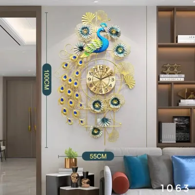Stylish peacock wall clock very large 100cm