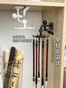 Rotatable Calligraphy Brush Holder Real Wood Study Supplies Four Treasures of the Study Display Stand No Drilling Required