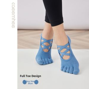 CAEEMHEE | Professional Non-slip Yoga Socks 5-toe Cotton Short Socks