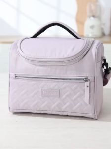 Large Capacity Insulated Lunch Tote Curved Flap Shoulder Strap Bento Bag for Work