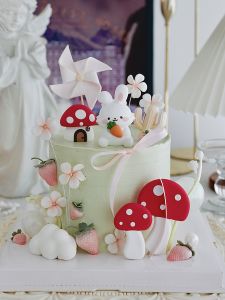Adorable Carrot Rabbit Baby Mushroom Decoration Birthday Cake Topper Forest System Red Little Rabbit Birthday Plugin