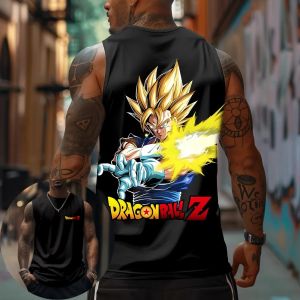 Bandai | Dragon Ball Z Men Vest Tank Top Vegito Summer Anime Spring And Autumn Sports Fitness Running New Sleeveless Top GYM
