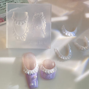 TSZS 1pc/lot Cream Skirt Lace Heart 3D Acrylic Nail Mold Kawaii Wavy Hem DIY Silicone Nail Art Mold Manicure Tool