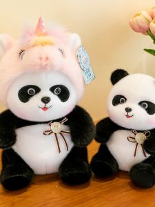 ผ้าขนหนูหมีแพนด้าลายการ์ตูนสีดำและขาวระดับไฮเอนด์สำหรับเด็กชายและเด็กหญิง ของขวัญวันเกิด หมีแพนด้าเปลี่ยนรูปแบบจาก Unicorns