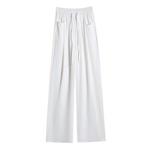 JIANGLU | High Waist Narrow Ice Silk Wide Leg Pants Summer Lightweight Loose Drape Straight Casual Pants
