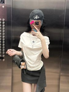 Áo Thun Tay Ngắn in Hình Thanh Chúa Modal Mùa Hè Cho Nữ Áo Bó Sát Áo Thun Trắng Áo Thun Thường Ngày Áo Thun Phong Cách Hàn Quốc