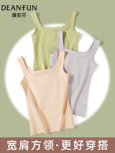 สลิมฟิต ผ้าฝ้าย Blend เสื้อกล้าม ผู้หญิง สีทึบ ฤดูร้อน บาง แขนกุด เสื้อกั๊ก เสื้อยืดชั้นฐานชุดชั้นใน ฤดูร้อน สไตล์