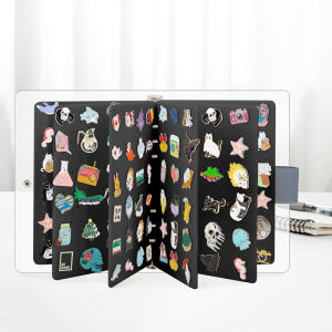 8 Pages A5 Enamel Pin Display Book Portable Travel Pins Collection Storage Organizer Binder for Brooch Collectors Pin Lover