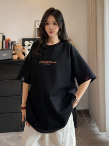 Black Embroidered Oversized T-shirt